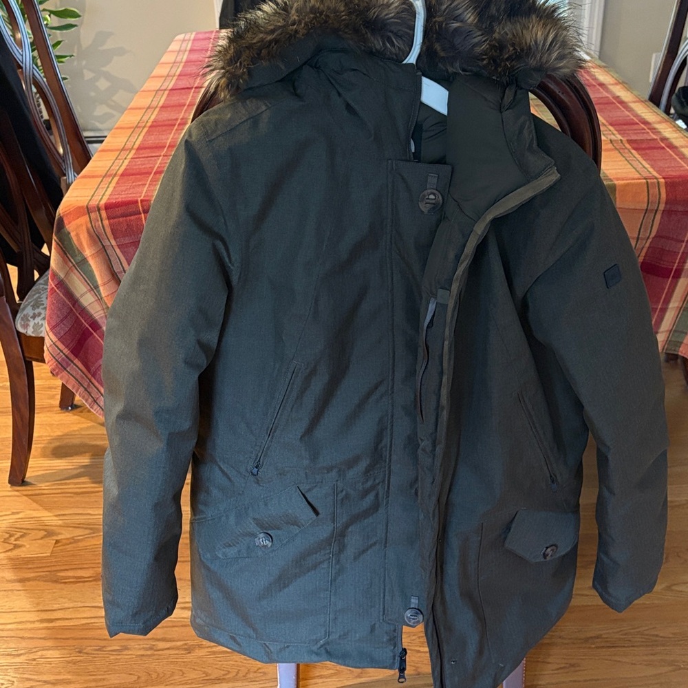 North Face Green winter coat with Faux Fur Hood
